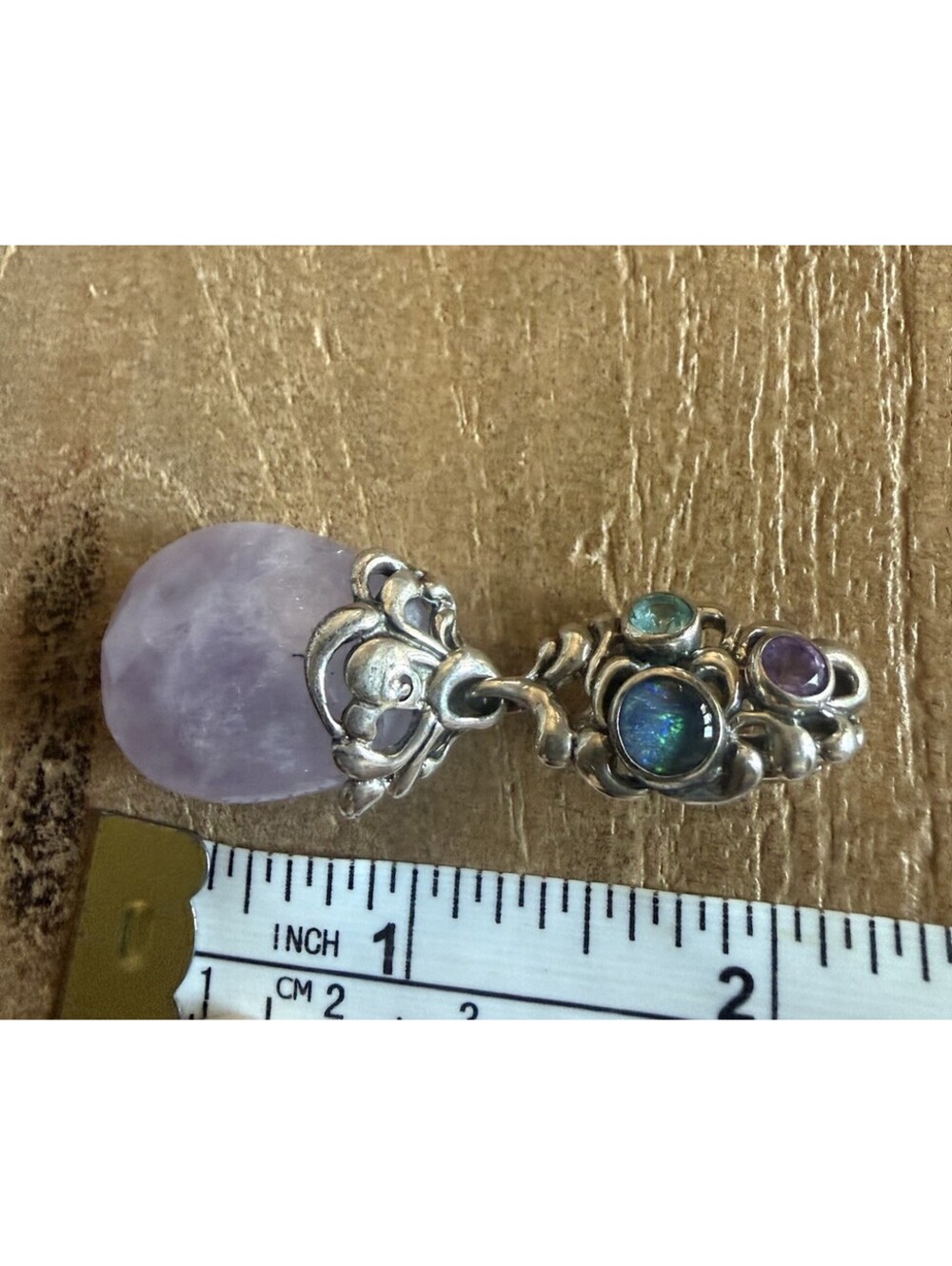 Beautiful 925 Sterling Amethyst or Lavender Quartz drop pendant with stones